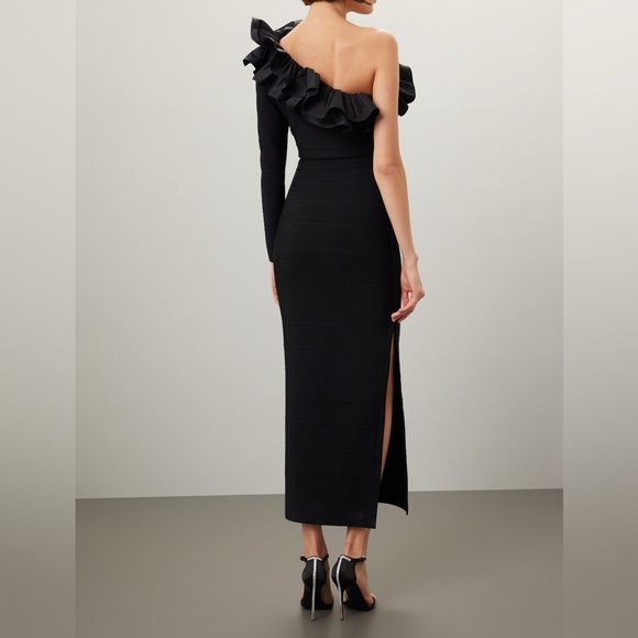 Herve Leger Asymmetrical Ruffle Gown, L - Picture 2 of 12